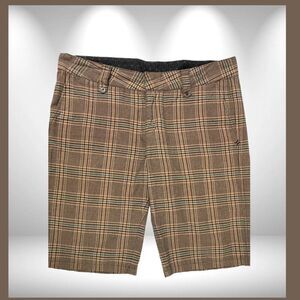 Hurley Women's Plaid Brown Skate Casual Shorts - Size 11 -